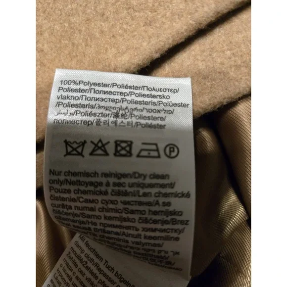 NWT Tom Tailor Denim Womens XL Coat Brown Wool Look Polyester Tie Pockets Luxe - Picture 10 of 11